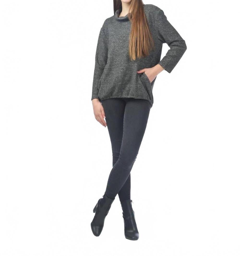 NEW PAPILLON ribbed oversized cowl neck sweater in charcoal